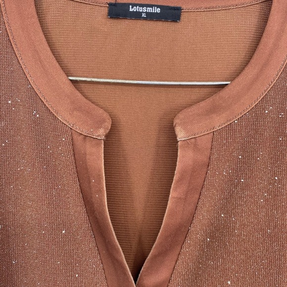 Chocolate Brown Sparkle Top Bell Sleeve Size L Fairy Grunge Date Night Going Out - Picture 11 of 17